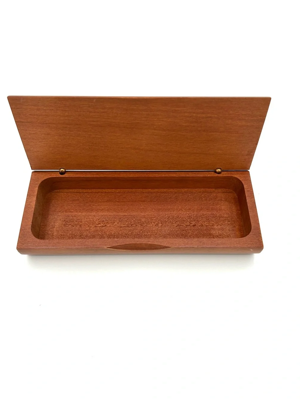 Vintage Solid Wood Pen Box Pencil Holder Hinged Case Trinket Box